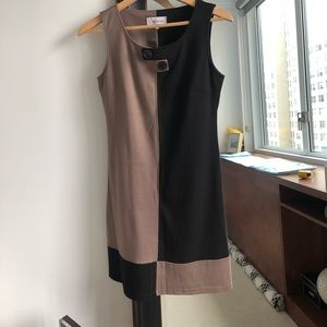 Bi-color dress, great with dark stocking and boots.